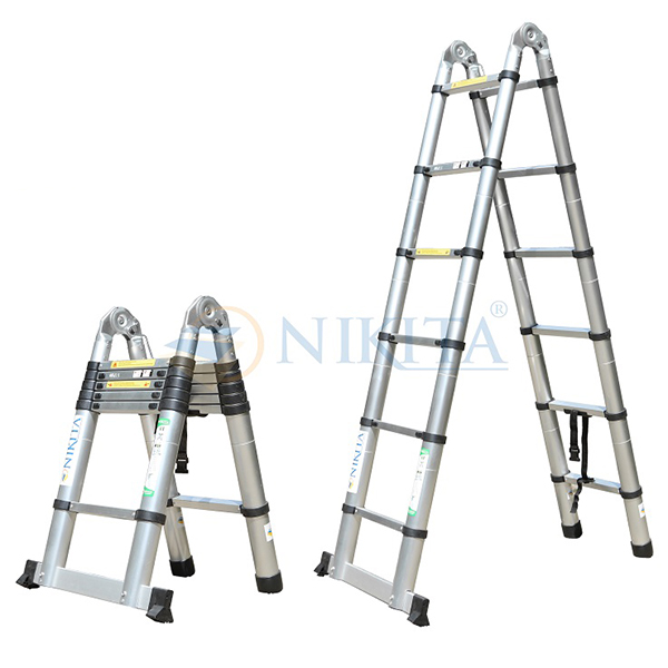 Thang nhôm rút chữ A 3,8m Nikita 38AI dựng chữ A