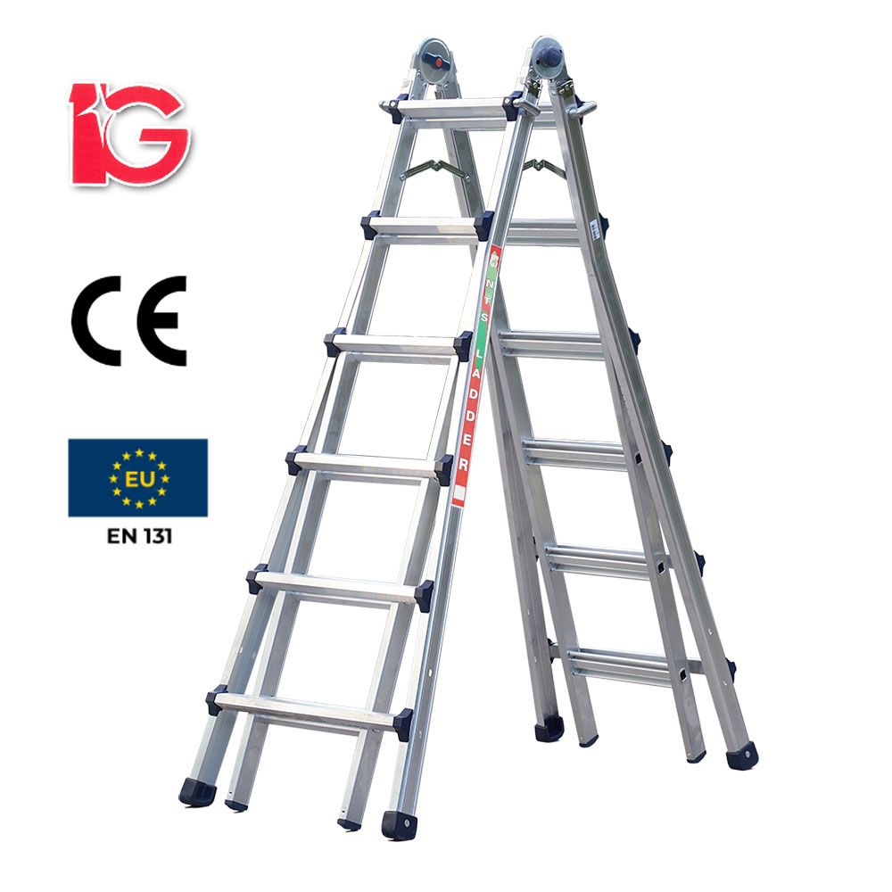Thang nhôm rút chữ A IG NTS-46 Hàn Quốc kéo dài 3,23 m